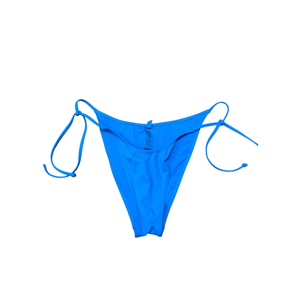 SKIMS Swim Side Tie Bikini Bottom Cyan Blue Medium Low‎ Rise High Cut Leg M